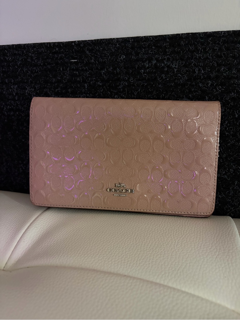 Coach Blush Pink Signature Embossed Leather Wallet